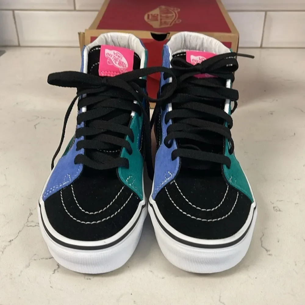 Vans Sk8-Hi Black, Teal, and Blue High-Top Sneakers Unisex Women’s 6.5 Worn Once